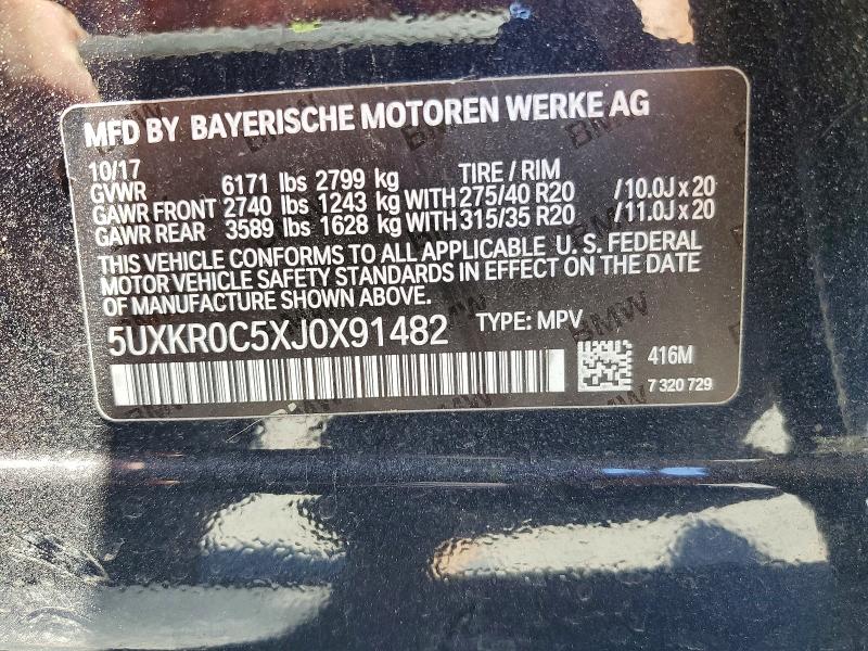 62889776 :رقم المزاد ، 5UXKR0C5XJ0X91482 vin ، 2018 Bmw X5 مزاد بيع