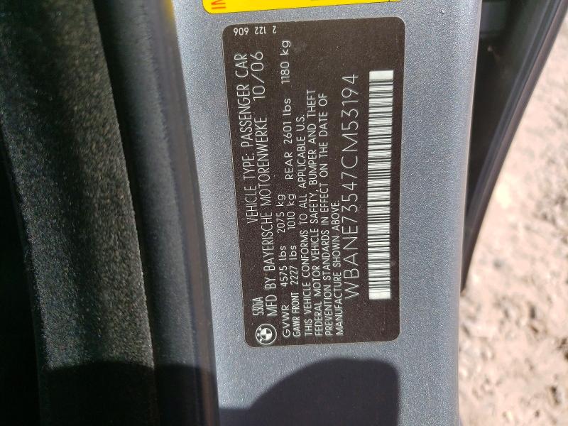 Aukcja sprzedaży 2007 Bmw 530, vin: WBANE73547CM53194, numer aukcji: 61351246