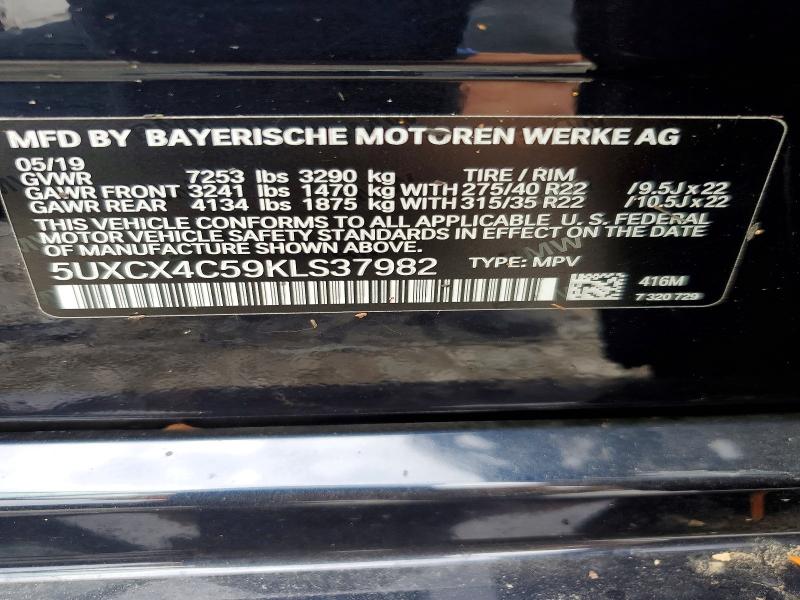 62111006 :رقم المزاد ، 5UXCX4C59KLS37982 vin ، 2019 Bmw X7 مزاد بيع