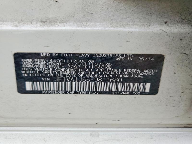 2015 Subaru Wrx მანქანა იყიდება აუქციონზე, vin: JF1VA1J66F9811680, აუქციონის ნომერი: 61972096