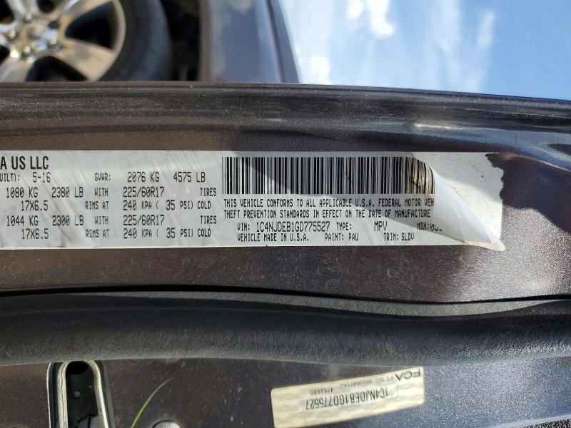 2016 Jeep Compass მანქანა იყიდება აუქციონზე, vin: 1C4NJDEB1GD775527, აუქციონის ნომერი: 59584466