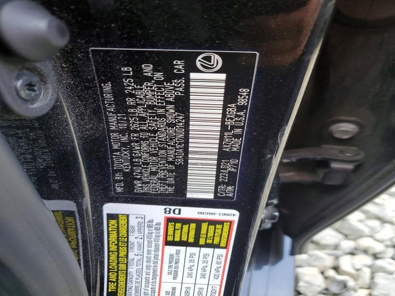 Aukcja sprzedaży 2022 Lexus Es 300h, vin: 58ADA1C17NU014247, numer aukcji: 59737976