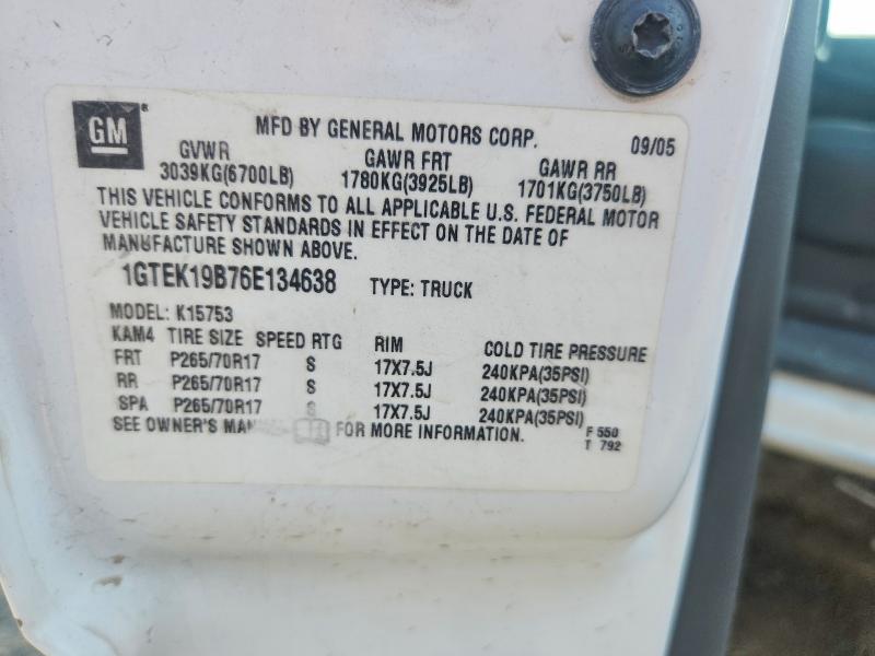 62721406 :رقم المزاد ، 1GTEK19B76E134638 vin ، 2006 Gmc New Sierra مزاد بيع