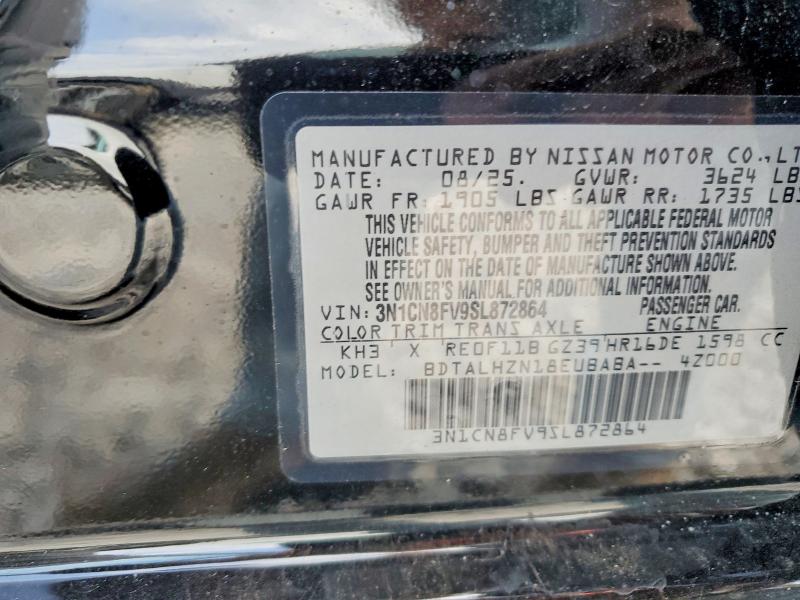 2025 Nissan Versa მანქანა იყიდება აუქციონზე, vin: 3N1CN8FV9SL872864, აუქციონის ნომერი: 62822086