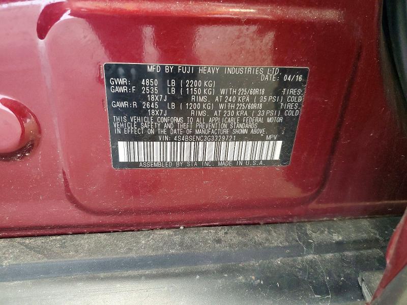Aukcja sprzedaży 2016 Subaru Outback, vin: 4S4BSENC3G3329721, numer aukcji: 62679186