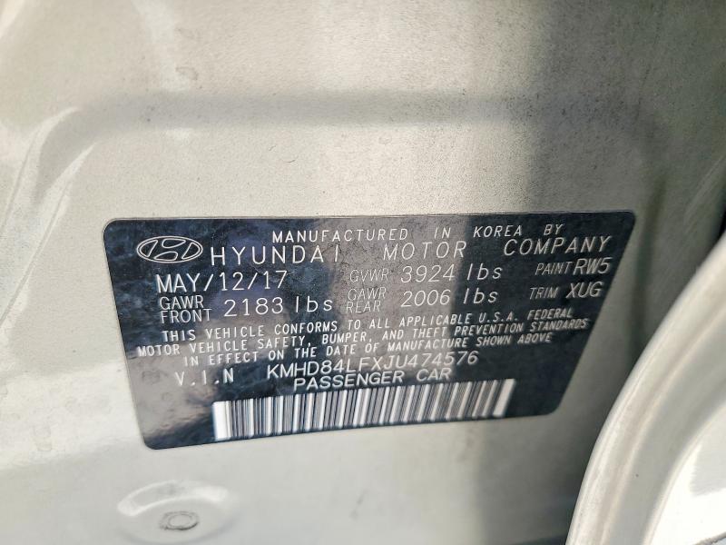 2018 Hyundai Elantra მანქანა იყიდება აუქციონზე, vin: KMHD84LFXJU474576, აუქციონის ნომერი: 60672586