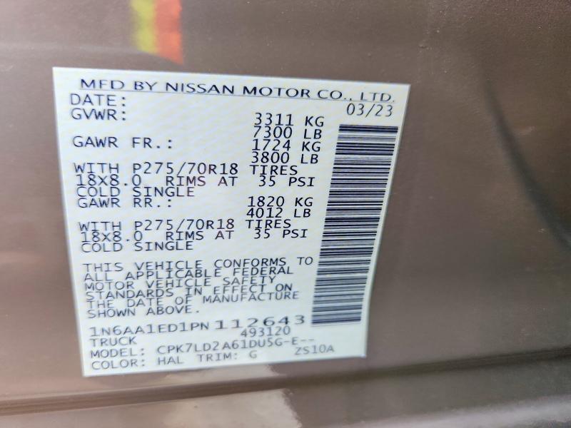 Продажа на аукционе авто 2023 Nissan Titan, vin: 1N6AA1ED1PN112643, номер лота: 85630995