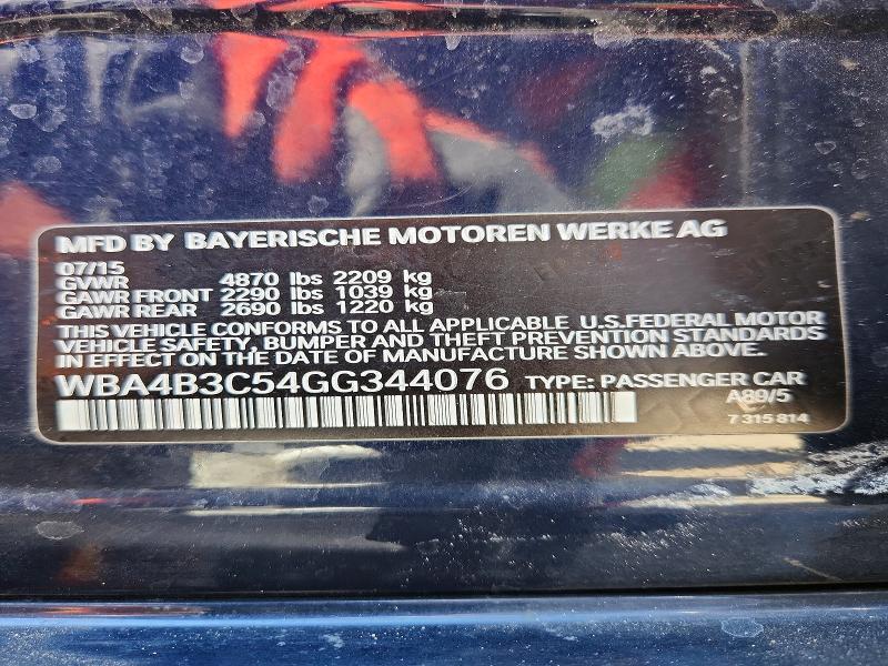 Продажа на аукционе авто 2016 Bmw 435, vin: WBA4B3C54GG344076, номер лота: 61355946