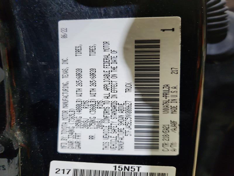 63321026 :رقم المزاد ، 5TFJA5EC5NX008627 vin ، 2022 Toyota Tundra مزاد بيع