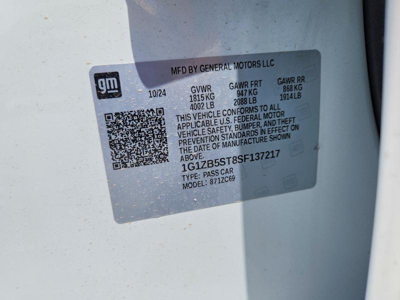 Aukcja sprzedaży 2025 Chevrolet Malibu, vin: 1G1ZB5ST8SF137217, numer aukcji: 62707656