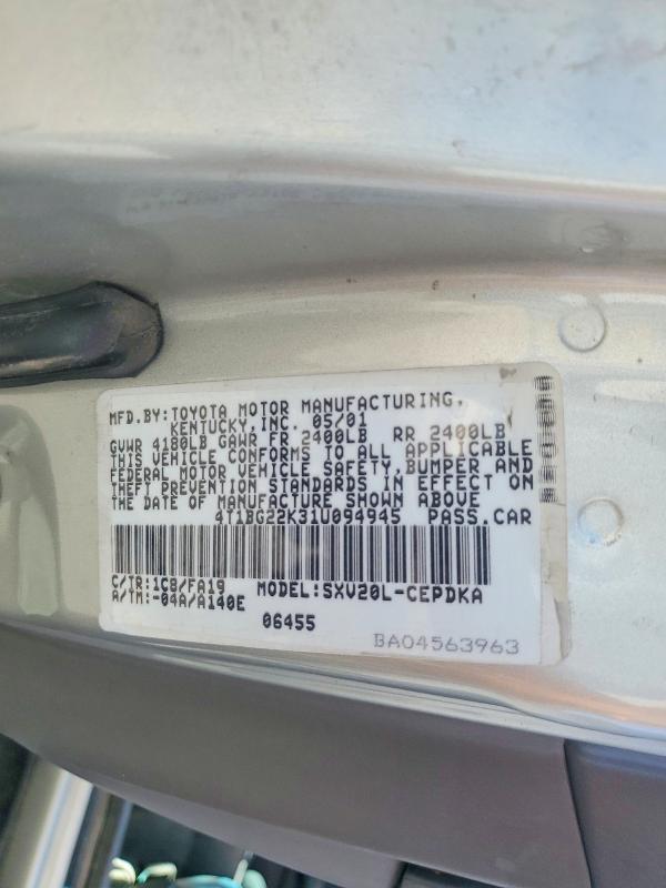 Продаж на аукціоні авто 2001 Toyota Camry, vin: 4T1BG22K31U094945, номер лоту: 59006406