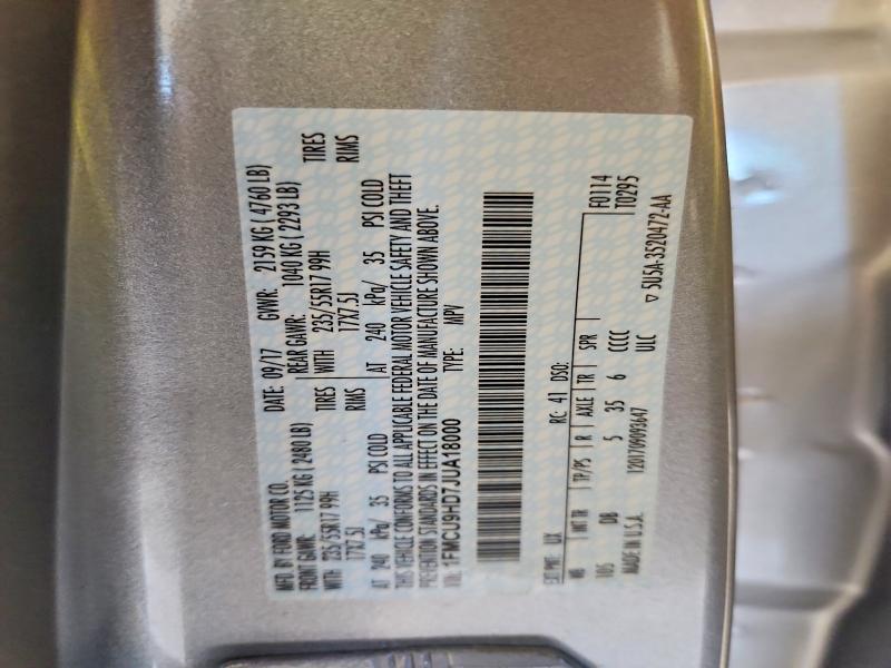 Aukcja sprzedaży 2018 Ford Escape, vin: 1FMCU9HD7JUA18000, numer aukcji: 60840066