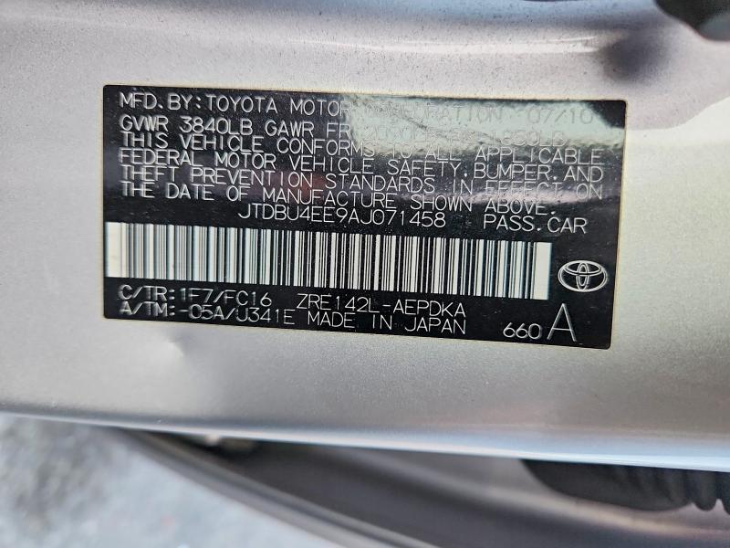 Aukcja sprzedaży 2010 Toyota Corolla, vin: JTDBU4EE9AJ071458, numer aukcji: 62773836