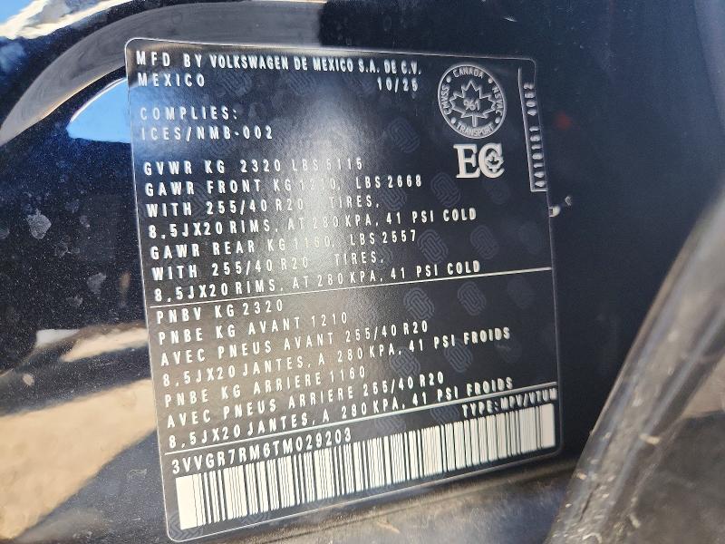 Продаж на аукціоні авто 2026 Volkswagen Tiguan, vin: 3VVGR7RM6TM029203, номер лоту: 62386526