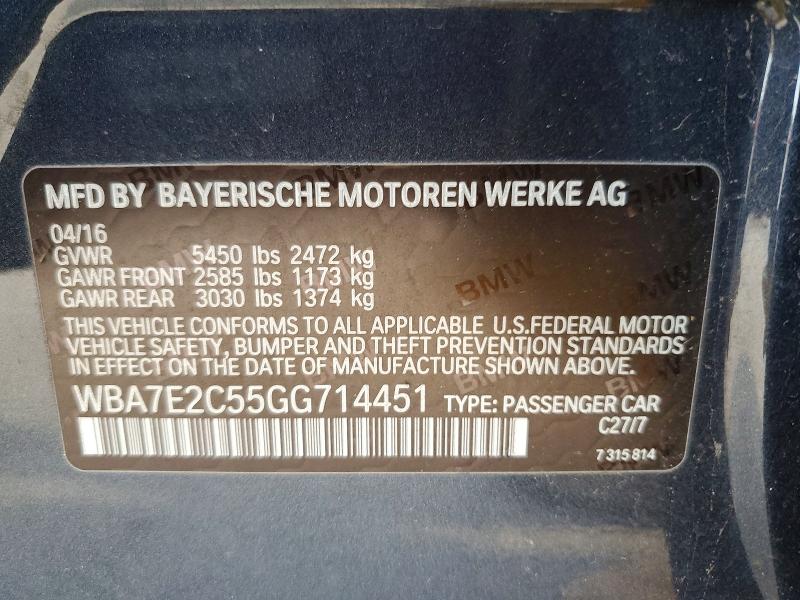 Продажа на аукционе авто 2016 Bmw 740, vin: WBA7E2C55GG714451, номер лота: 59580456