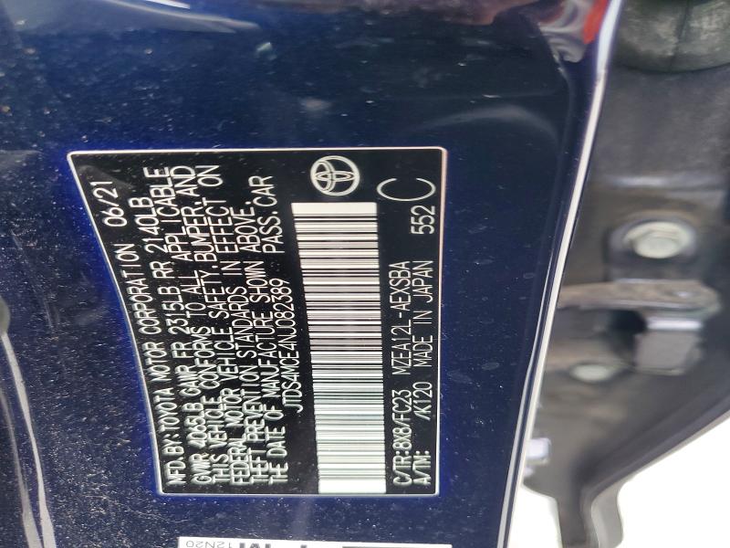 Продаж на аукціоні авто 2022 Toyota Corolla, vin: JTDS4MCE4NJ082389, номер лоту: 61672176