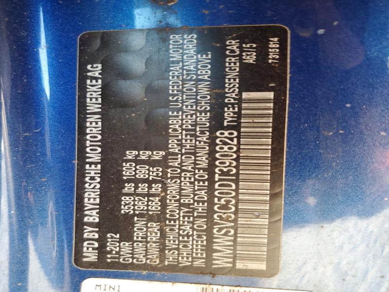 Продажа на аукционе авто 2013 Mini Cooper, vin: WMWSV3C50DT390828, номер лота: 59950186