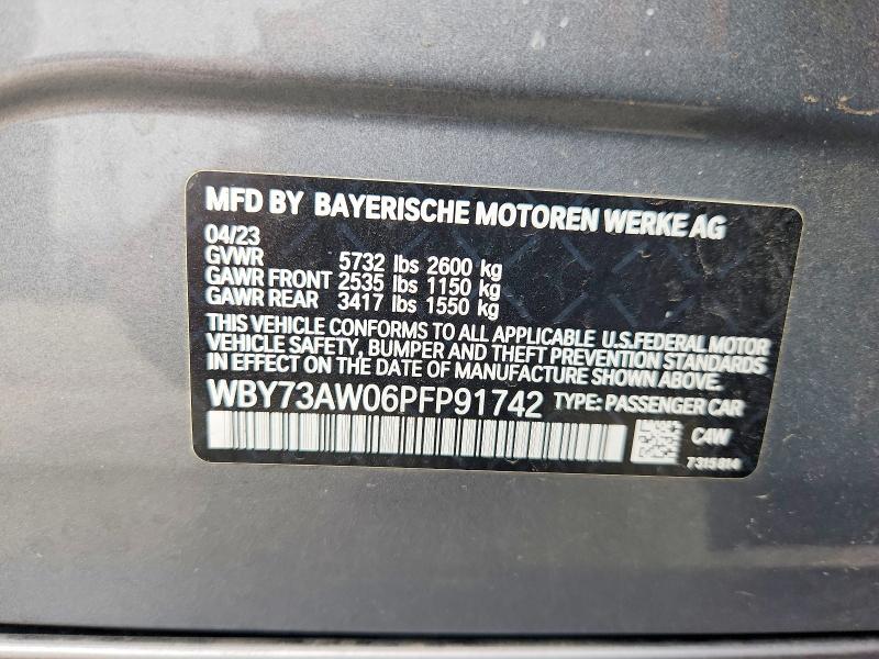 59708636 :رقم المزاد ، WBY73AW06PFP91742 vin ، 2023 Bmw I4 مزاد بيع