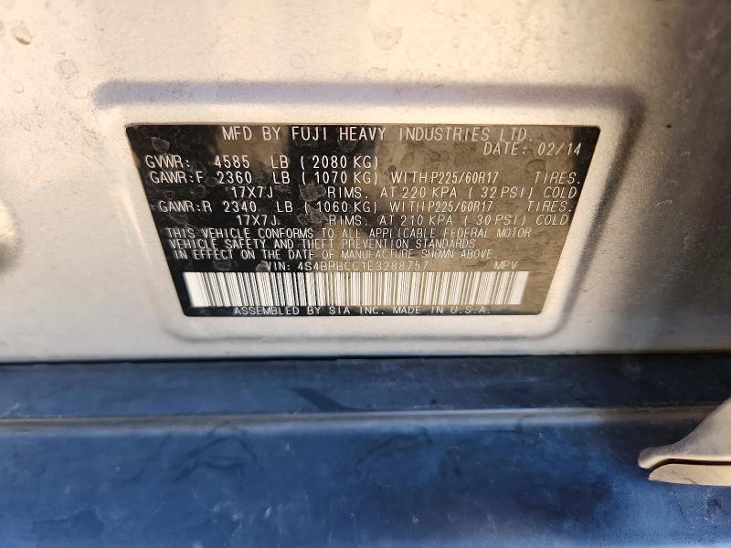 Продажа на аукционе авто 2014 Subaru Outback, vin: 4S4BRBCC1E3288757, номер лота: 59849116