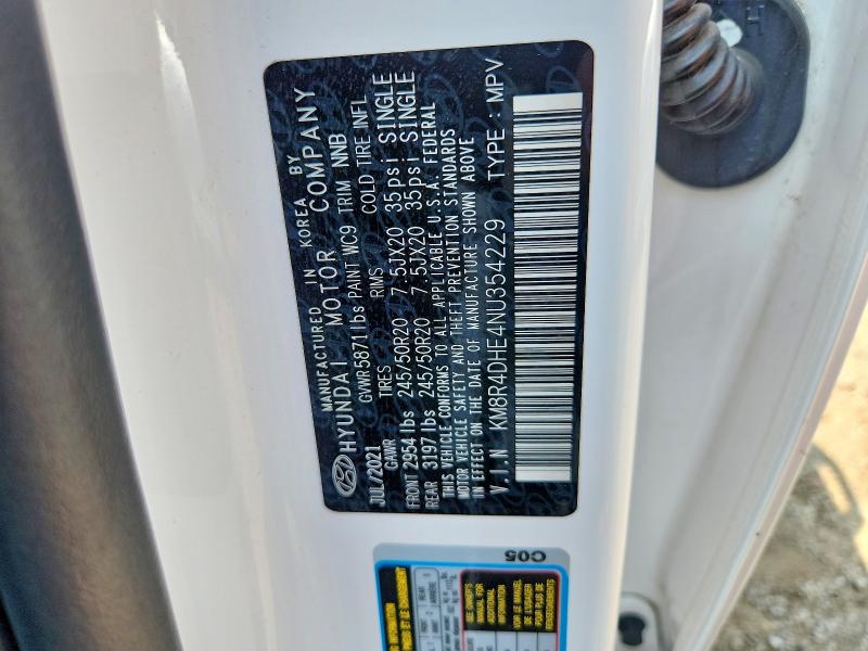 62895216 :رقم المزاد ، KM8R4DHE4NU354229 vin ، 2022 Hyundai Palisade مزاد بيع