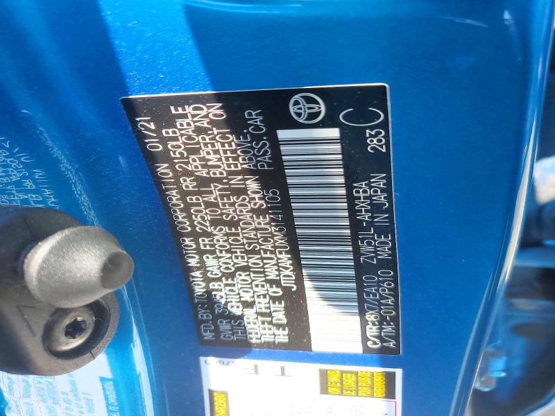 2021 Toyota Prius მანქანა იყიდება აუქციონზე, vin: JTDKAMFUXM3141105, აუქციონის ნომერი: 60469806