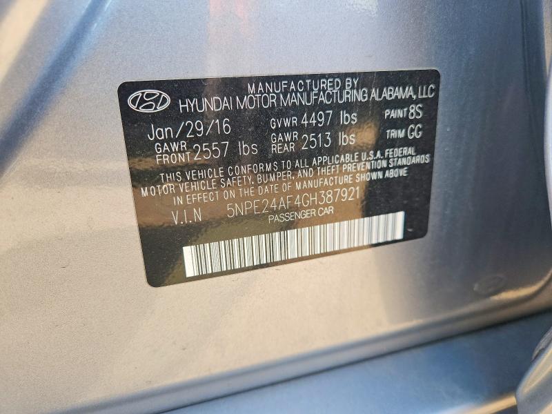 2016 Hyundai Sonata მანქანა იყიდება აუქციონზე, vin: 5NPE24AF4GH387921, აუქციონის ნომერი: 62212646