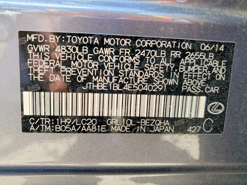 61381606 :رقم المزاد ، JTHBE1BL4E5040291 vin ، 2014 Lexus Gs مزاد بيع