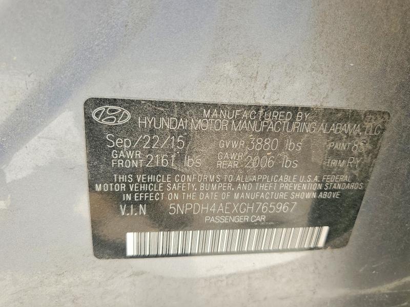 2016 Hyundai Elantra მანქანა იყიდება აუქციონზე, vin: 5NPDH4AEXGH765967, აუქციონის ნომერი: 59263076