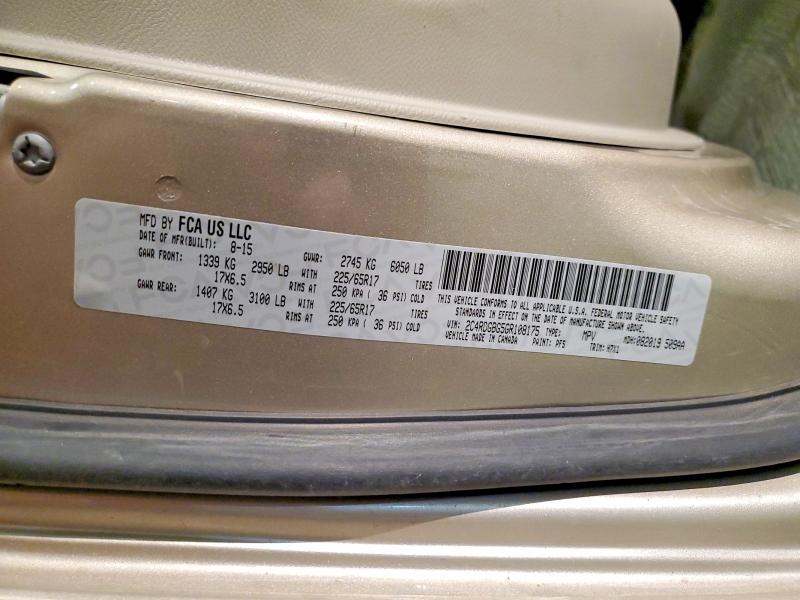 59878606 :رقم المزاد ، 2C4RDGBG5GR108175 vin ، 2016 Dodge Grand Caravan مزاد بيع