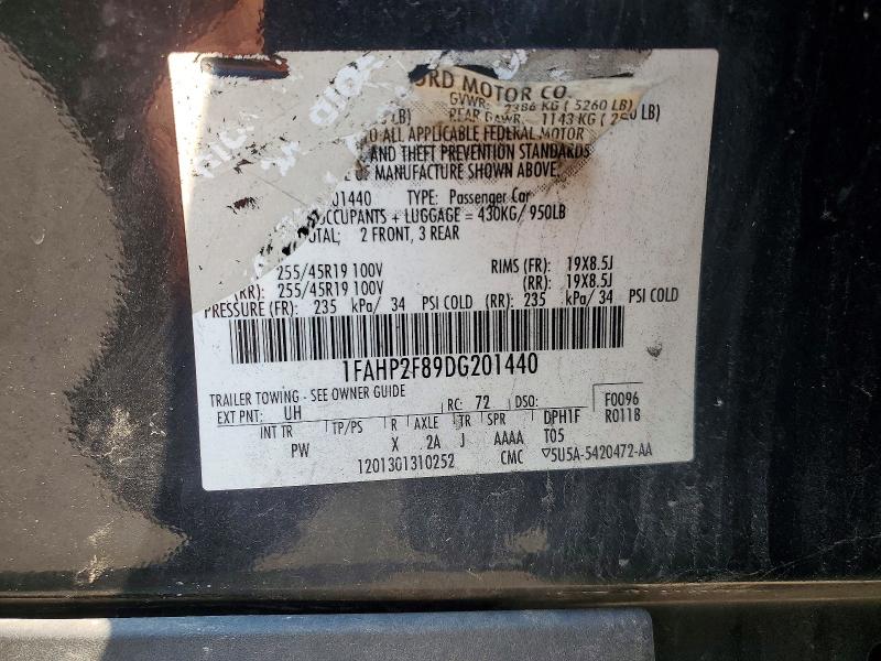 2013 Ford Taurus მანქანა იყიდება აუქციონზე, vin: 1FAHP2F89DG201440, აუქციონის ნომერი: 62887626