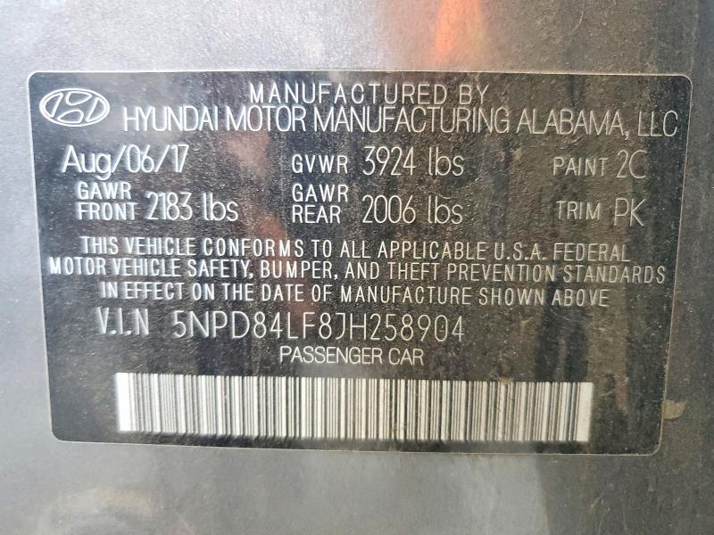 Продажа на аукционе авто 2018 Hyundai Elantra, vin: 5NPD84LF8JH258904, номер лота: 62695626