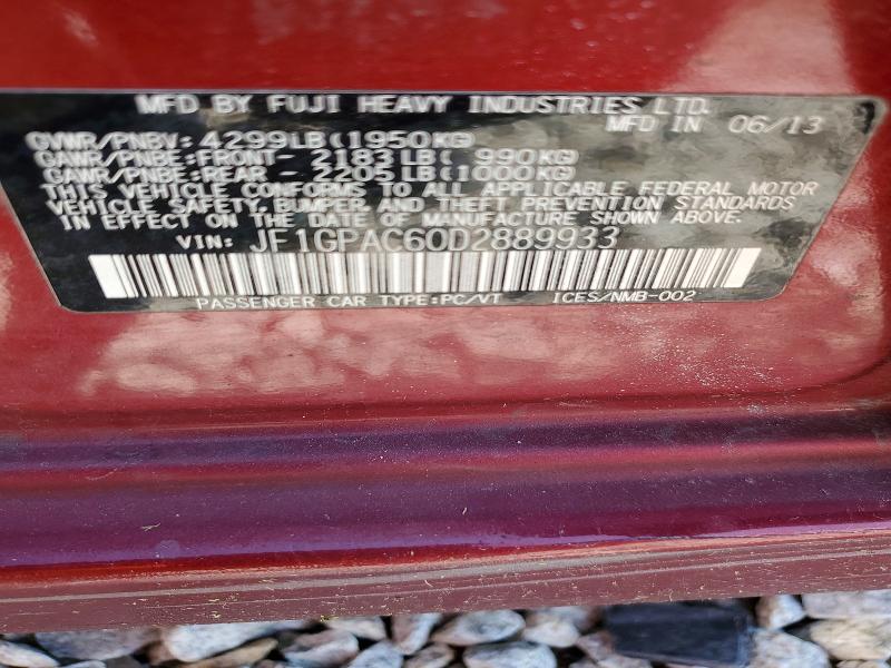 62394306 :رقم المزاد ، JF1GPAC60D2889933 vin ، 2013 Subaru Impreza مزاد بيع