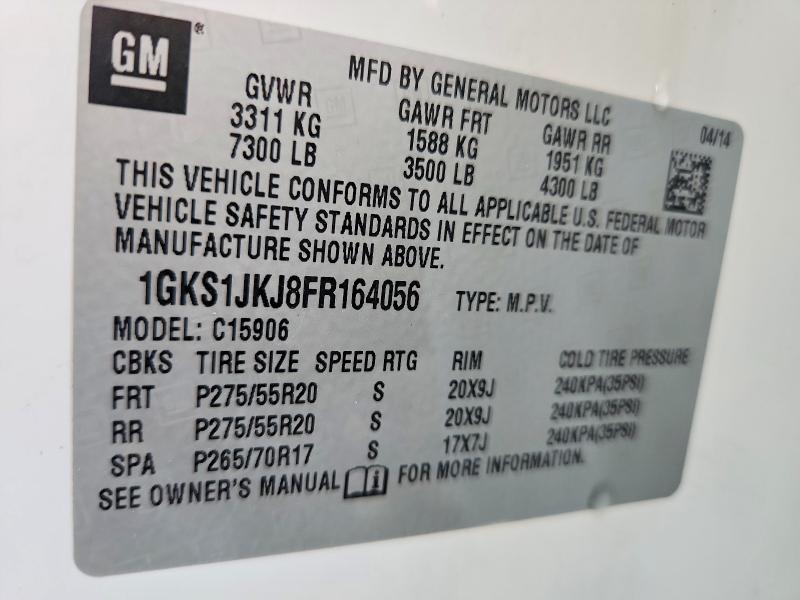 Продаж на аукціоні авто 2015 Gmc Yukon Xl, vin: 1GKS1JKJ8FR164056, номер лоту: 61943386