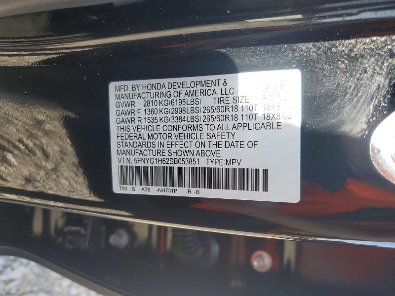 2025 Honda Pilot მანქანა იყიდება აუქციონზე, vin: 5FNYG1H62SB053851, აუქციონის ნომერი: 59109516