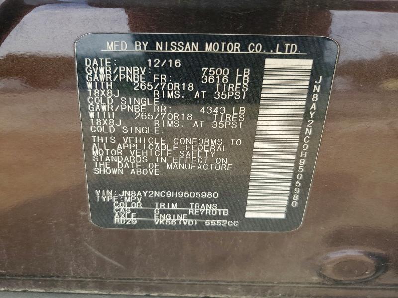 Продаж на аукціоні авто 2017 Nissan Armada, vin: JN8AY2NC9H9505980, номер лоту: 61772596