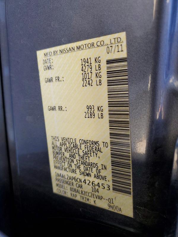 Aukcja sprzedaży 2012 Nissan Altima, vin: 1N4AL2AP6CN426453, numer aukcji: 60549086
