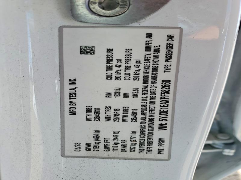 62003196 :رقم المزاد ، 5YJ3E1EAXPF582660 vin ، 2023 Tesla Model 3 مزاد بيع