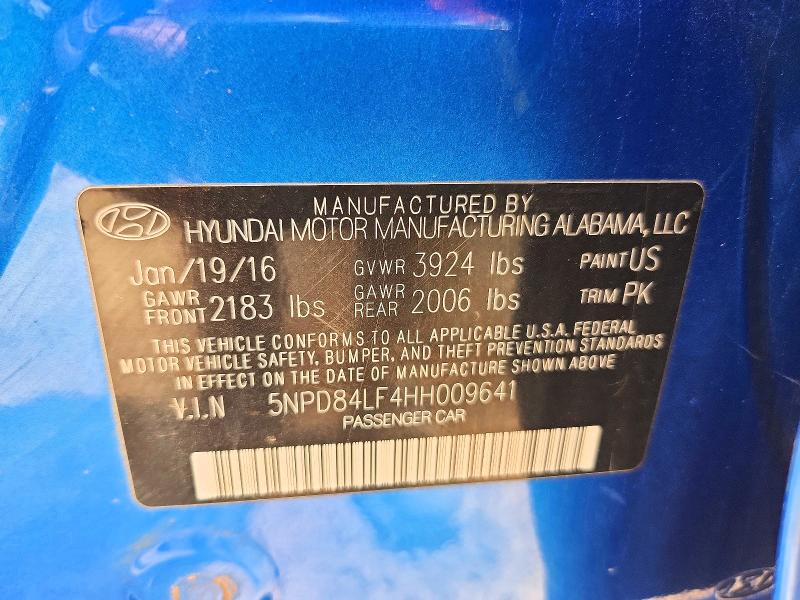 61995126 :رقم المزاد ، 5NPD84LF4HH009641 vin ، 2017 Hyundai Elantra مزاد بيع