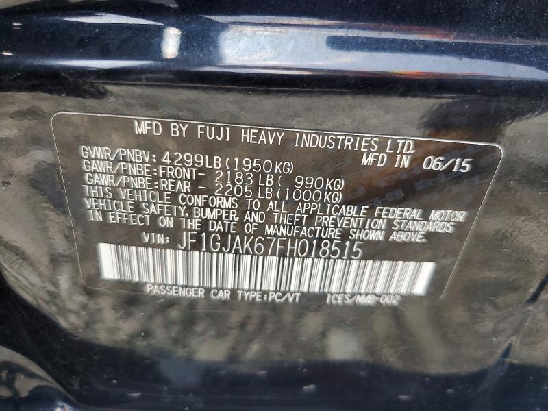 53074396 :رقم المزاد ، JF1GJAK67FH018515 vin ، 2015 Subaru Impreza مزاد بيع