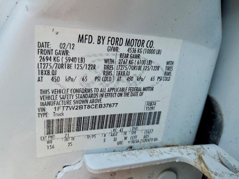 Продажа на аукционе авто 2012 Ford F250, vin: 1FT7W2BT8CEB37677, номер лота: 62922056