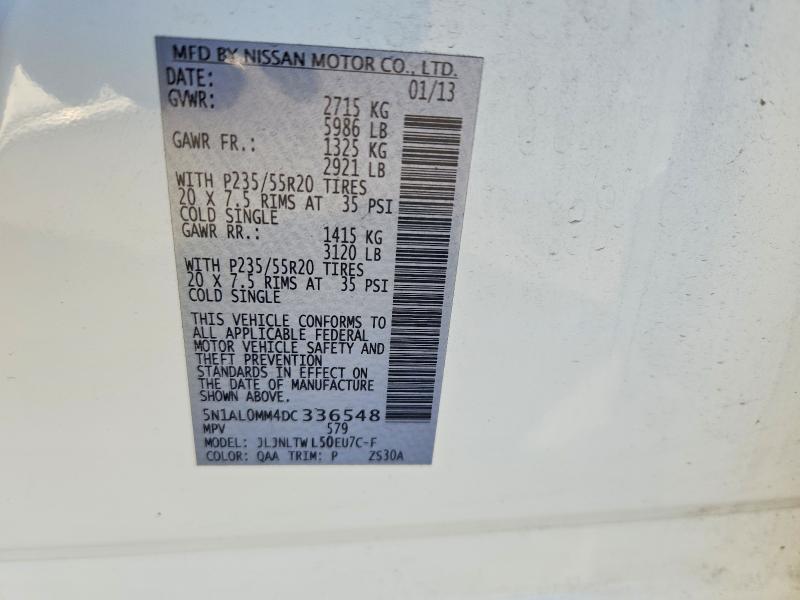 Aukcja sprzedaży 2013 Infiniti Jx35, vin: 5N1AL0MM4DC336548, numer aukcji: 60519086
