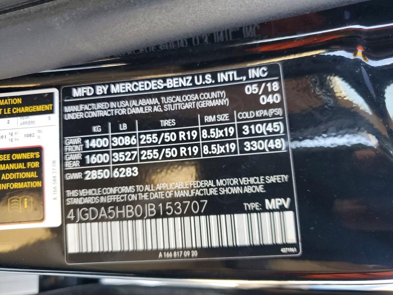 Aukcja sprzedaży 2018 Mercedes-benz Gle, vin: 4JGDA5HB0JB153707, numer aukcji: 63312896