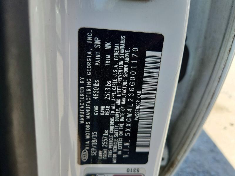 2016 Kia Optima მანქანა იყიდება აუქციონზე, vin: 5XXGW4L23GG001170, აუქციონის ნომერი: 61577896