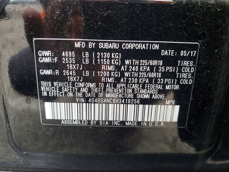 Продажа на аукционе авто 2017 Subaru Outback, vin: 4S4BSANC6H3418256, номер лота: 60515966
