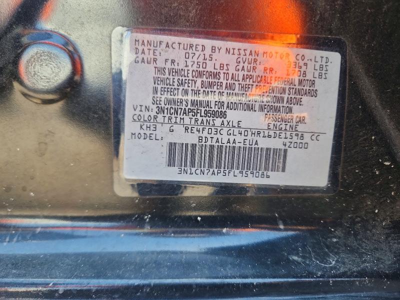 Продажа на аукционе авто 2015 Nissan Versa, vin: 3N1CN7AP5FL959086, номер лота: 61534446