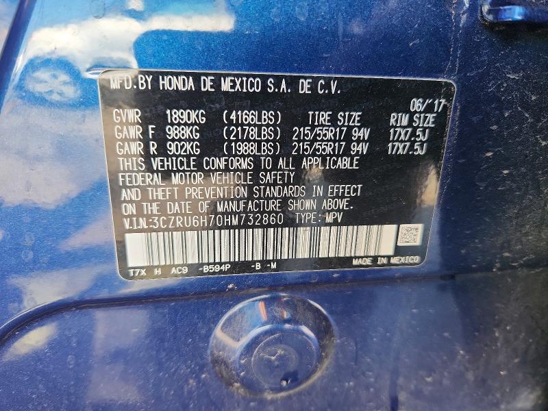 Aukcja sprzedaży 2017 Honda Hr-v, vin: 3CZRU6H70HM732860, numer aukcji: 60525106