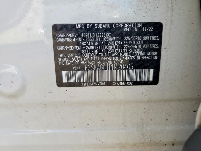 Продажа на аукционе авто 2023 Subaru Forester, vin: JF2SKAGC1PH420405, номер лота: 61114016