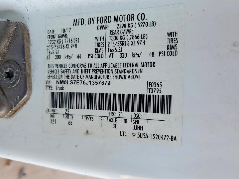 61299516 :رقم المزاد ، NM0LS7E76J1357679 vin ، 2018 Ford Transit Connect مزاد بيع