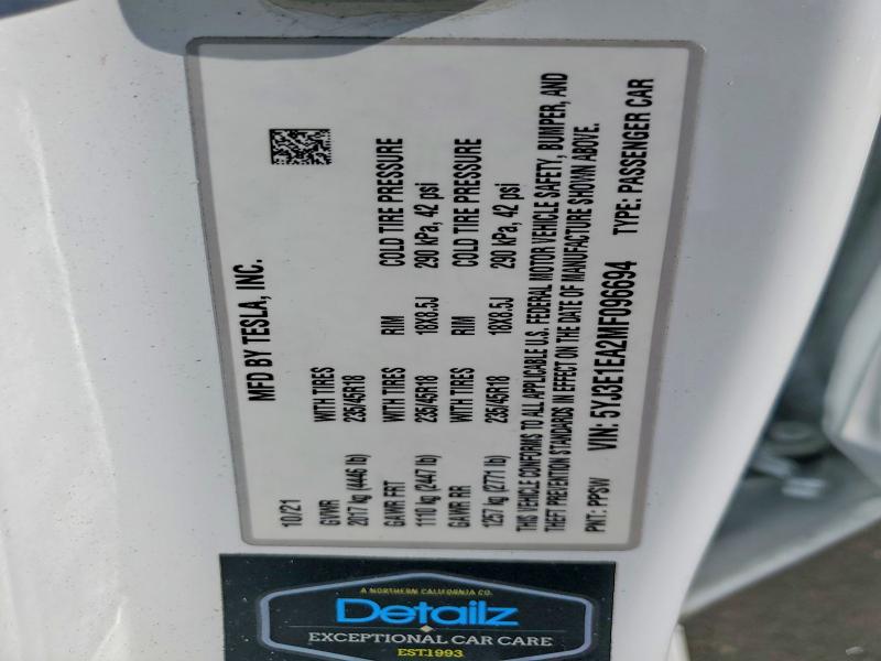 Продажа на аукционе авто 2021 Tesla Model 3, vin: 5YJ3E1EA2MF096694, номер лота: 62884116