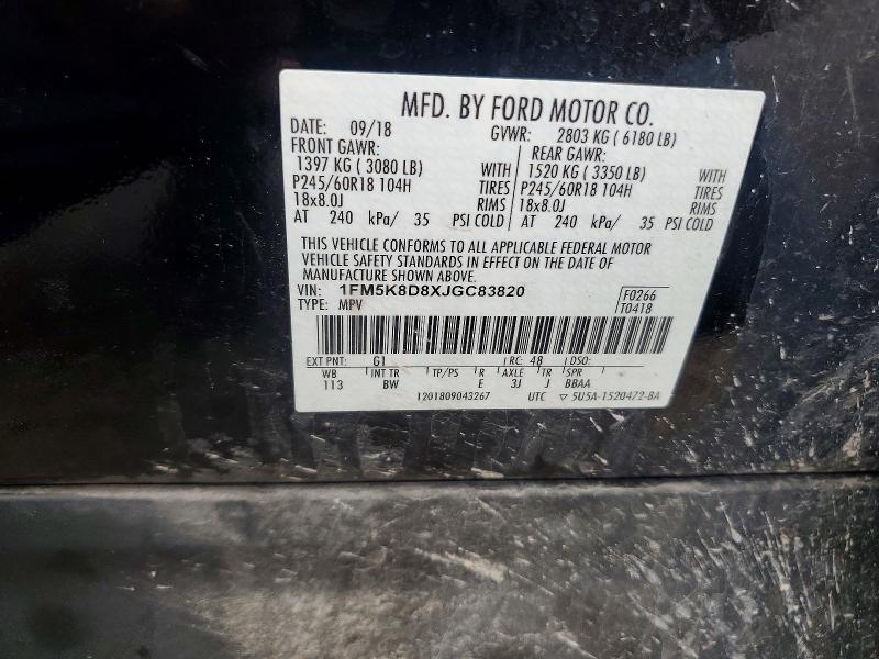 Продаж на аукціоні авто 2018 Ford Explorer, vin: 1FM5K8D8XJGC83820, номер лоту: 59391686